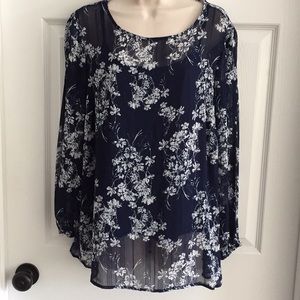 New Directions Navy Floral Top with Cami M